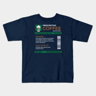 Funny Dark Mocha Panna Cotta Frappuccino Prescription Label for medical and nursing students, nurses, doctors, and health workers who are coffee lovers Kids T-Shirt